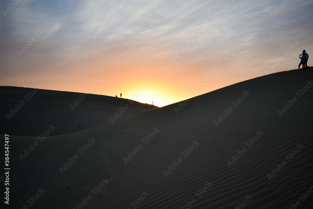 Sunset seen from the dunes of Maspalomas, Gran Canaria