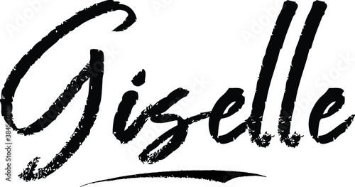 Giselle Female name Modern Brush Calligraphy on White Background