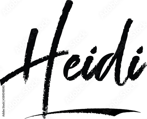 Heidi Female name Modern Brush Calligraphy on White Background