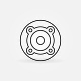 Speaker vector thin line concept round icon or design element