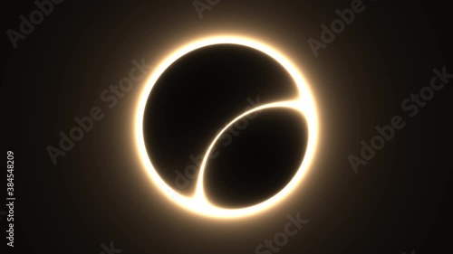 Light Beam Behind Eclipse Planet Energy Moving Over Surface Ball Sun