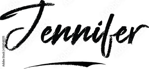 Jennifer. Female name Modern Brush Calligraphy on White Background