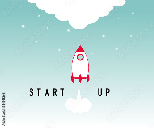 Business startup rocket launching vector creative illustration