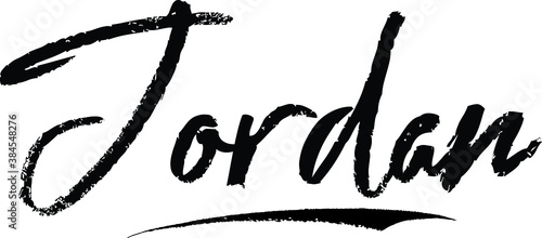 Jordan Female name Modern Brush Calligraphy on White Background