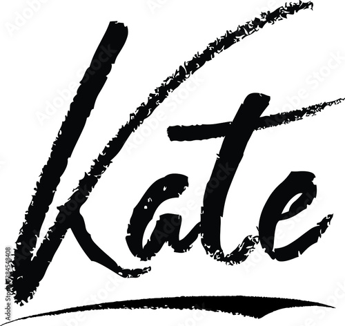 Принти на полотні Kate Female name Modern Brush Calligraphy on White Background