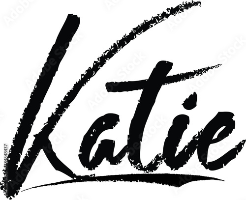 Katie Female name Modern Brush Calligraphy on White Background photo