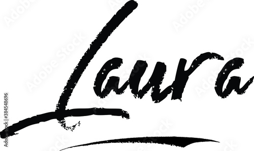 Laura Female name Modern Brush Calligraphy on White Background