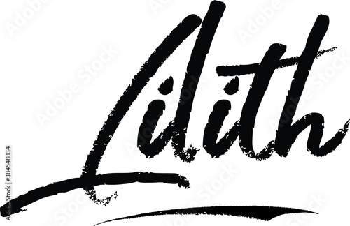 Lilith Female name Modern Brush Calligraphy on White Background