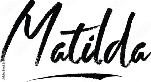 Принти на полотні Matilda. Female name Modern Brush Calligraphy on White Background