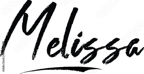 Melissa Female name Modern Brush Calligraphy on White Background
