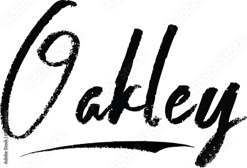 Oakley Female name Modern Brush Calligraphy on White Background photo