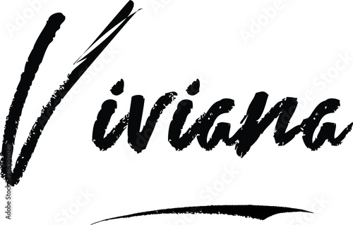  Viviana Female name Modern Brush Calligraphy on White Background