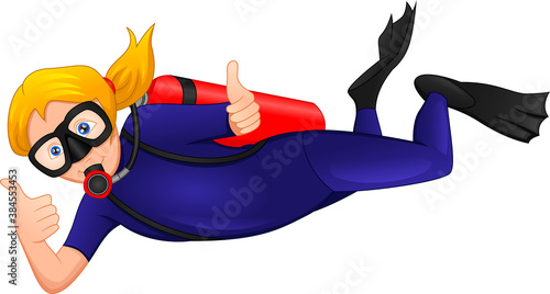 woman diver gives a thumbs up