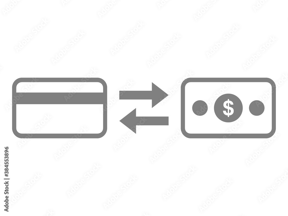 Credit card and money icon. Exchange finance vector illustration. Withdraw and replenishment concept. Credit card and money icon. Exchange finance vector illustration. Withdraw and replenishment concept.