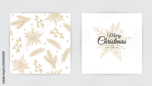 New Year greeting card design with christmas tree. Hand drawn design vector illustration.