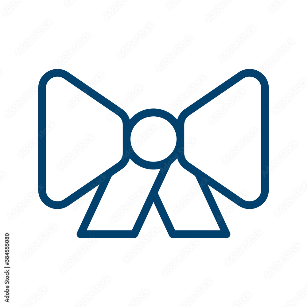 Bow Tie Icon Design with Dark Blue Line Style on White Background Bow Tie Icon Design with Dark Blue Line Style on White Background
