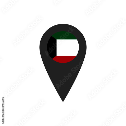 Free Download Location pin and Kuwait flag on white background - GFXLoad