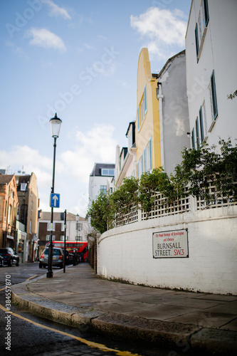 The corner at Burnsall Street in London Under a Blue Sky
