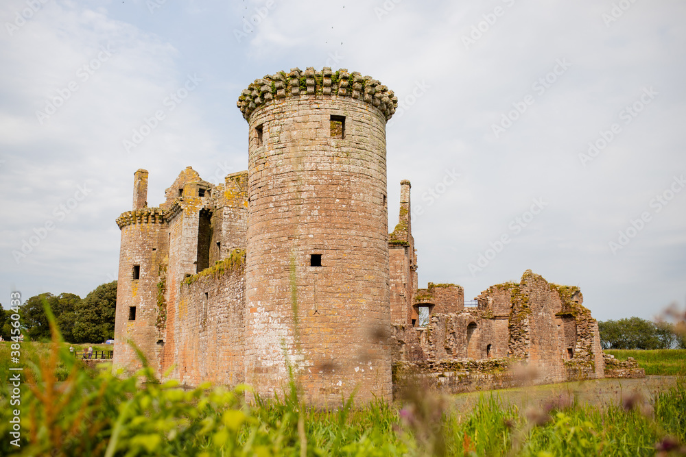 Ancient Ruins of the Caerlaverock Castle Surrounded By Nature