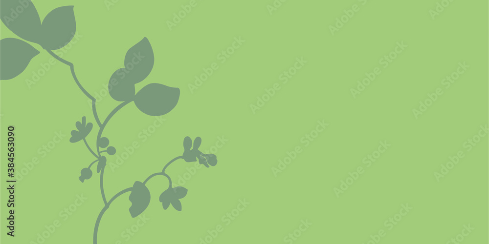 Orchid twig silhouette.  Elegant flower silhuoette in green-gray shades. Minimal style floral banner template.