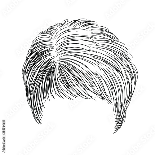 Women's short haircut. Vector element for design. Hand drawn illustration.