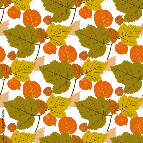Vector seamless background with leaves. Autumn leaves. Fall.