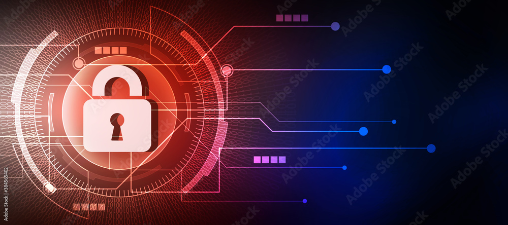 Naklejka premium 2d illustration Safety concept: Closed Padlock on digital background