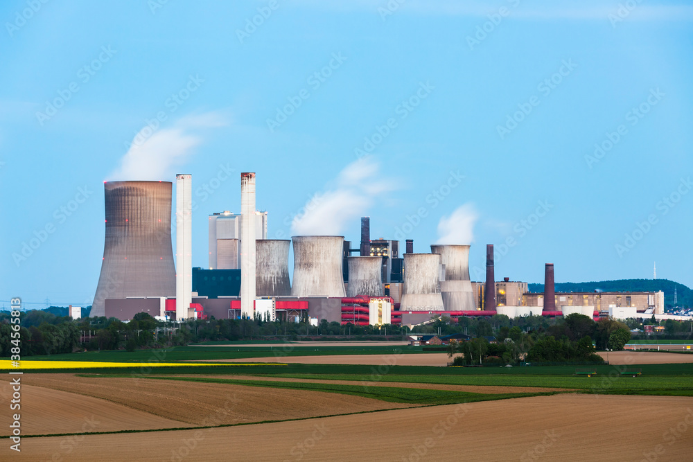 Power Station And Fields At Night