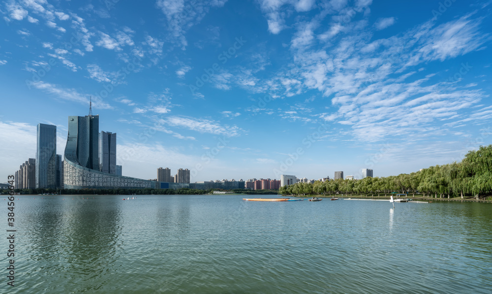 Hefei city modern architecture landscape skyline