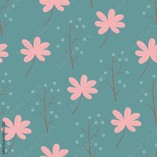 cute pink floral seamless pattern with soft background