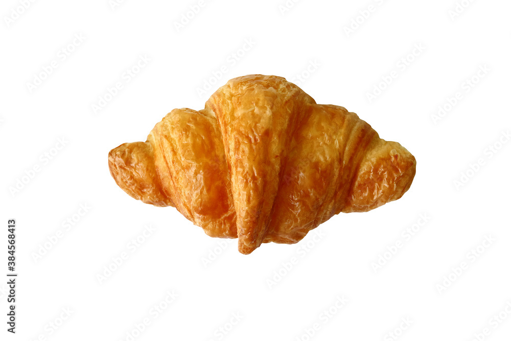 croissant isolated on white background, top view