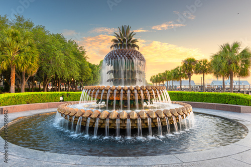 Charleston, South Carolina, USA at the Waterfront Park Pineapple Fountain