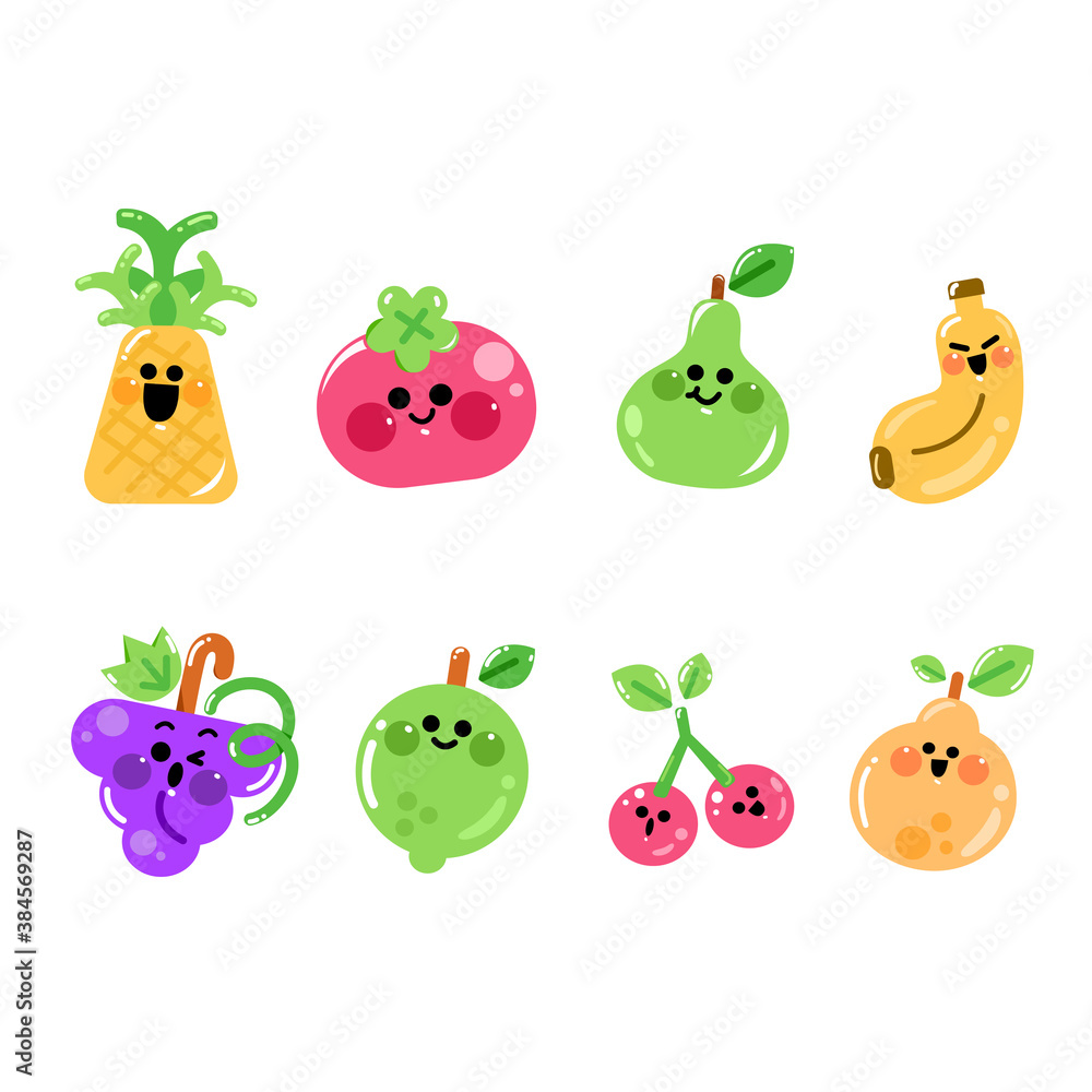 Cute Expressive Fruit Characters Doodle Illustration Premium Vector Cute Expressive Fruit Characters Doodle Illustration Premium Vector