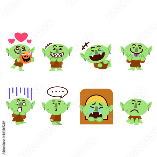 Adorable And Spooky Little Goblin Monster Character Doodle Premium Vector