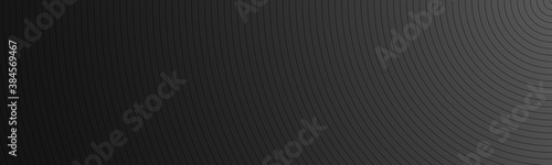 Modern black abstract header. The look of stainless steel banner. Circular lines on a black background