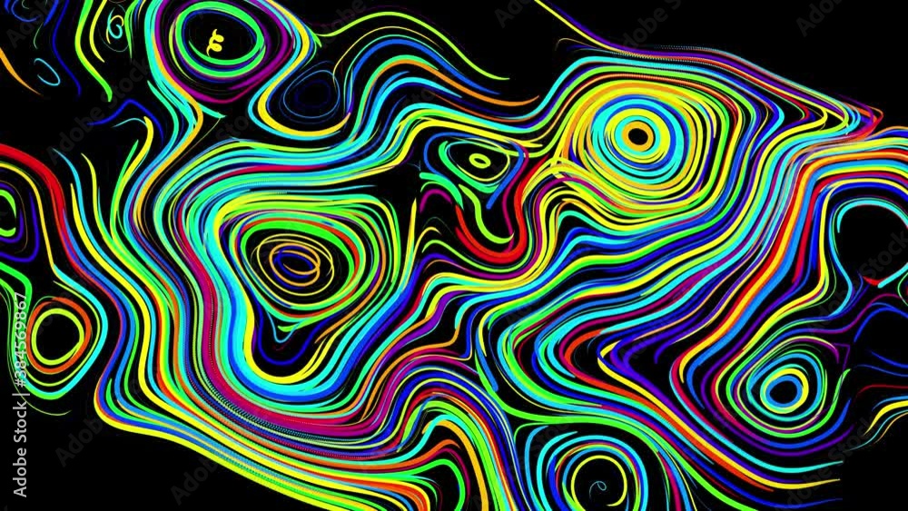 Abstract creative looped bg with curled lines like trails of different colors. Lines form swirling pattern like curle noise. Abstract 3d looping flowing animation as bright creative festive background Abstract creative looped bg with curled lines like trails of different colors. Lines form swirling pattern like curle noise. Abstract 3d looping flowing animation as bright creative festive background