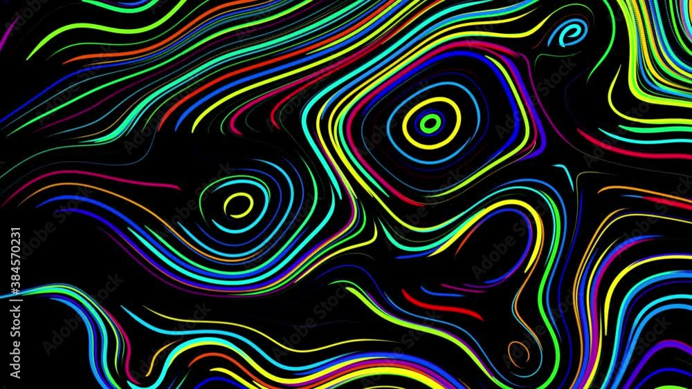 Abstract creative looped bg with curled lines like trails of different colors. Lines form swirling pattern like curle noise. Abstract 3d looping flowing animation as bright creative festive background Abstract creative looped bg with curled lines like trails of different colors. Lines form swirling pattern like curle noise. Abstract 3d looping flowing animation as bright creative festive background