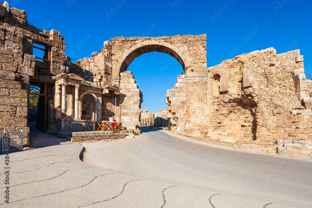 Vespasian Fountain Gate in Side, Turkey
