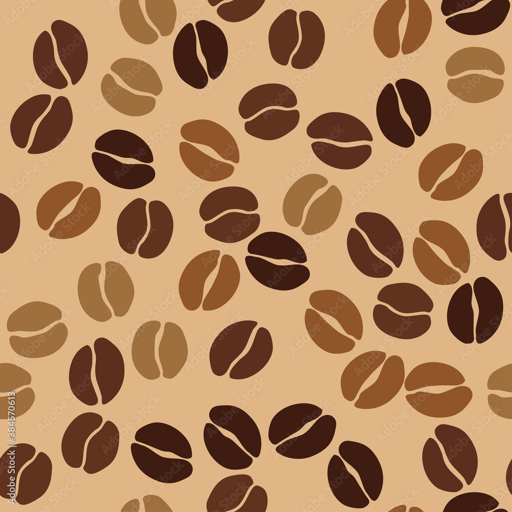 Coffee beans seamless pattern. Seeds of coffee randomly placed on background. Wrapping repeating texture. Vector design illustration. High quality print for your menu, bar, cafe, restaurant. Coffee beans seamless pattern. Seeds of coffee randomly placed on background. Wrapping repeating texture. Vector design illustration. High quality print for your menu, bar, cafe, restaurant.