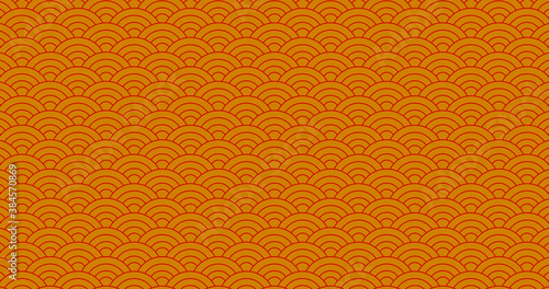 Chinese new year. Vector gold abstract design. Japanese traditional background with waves