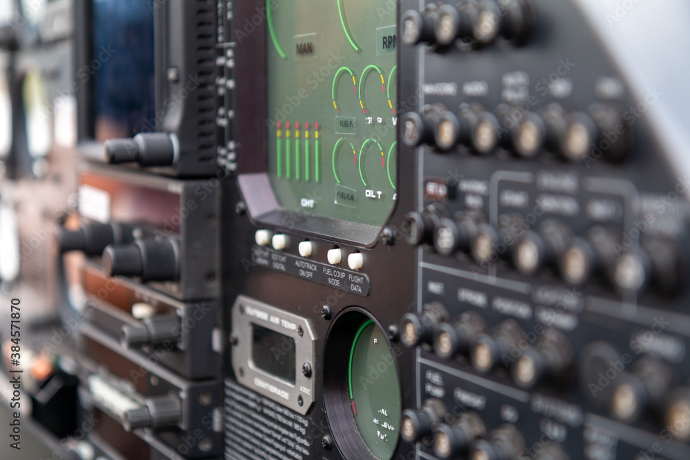 Fototapeta premium flight instruments of a small airplain in close up