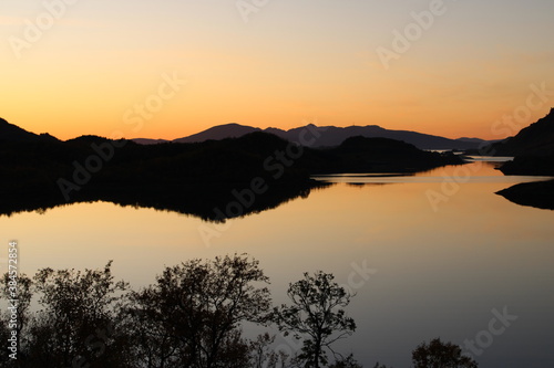 A beautiful and romantic sunset on Lofoten islands 