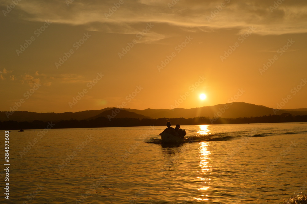 Sunset over the Nicaraguan lakes outside of Léon in Central America