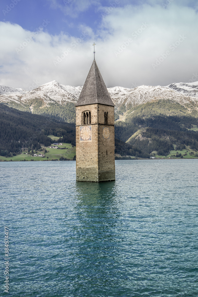 church submerged in the lake