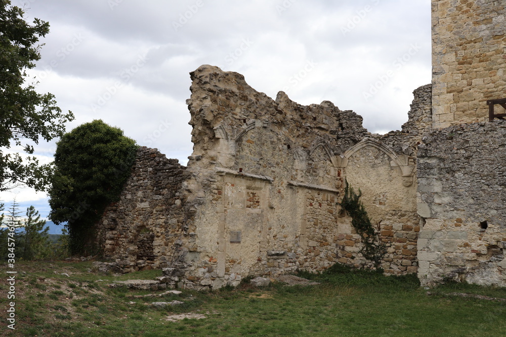 The remains of the medieval castle of Rochefort en Valdaine, town of Rochefort en Valdaine, department of Drome, France