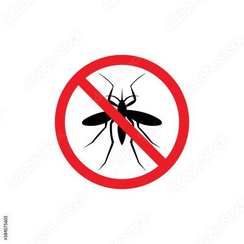 A prohibition sign with a mosquito - a symbol of infectious diseases.