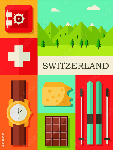 switzerland symbols vector icons flat