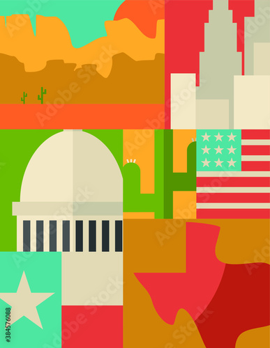texas symbols vector icons flat