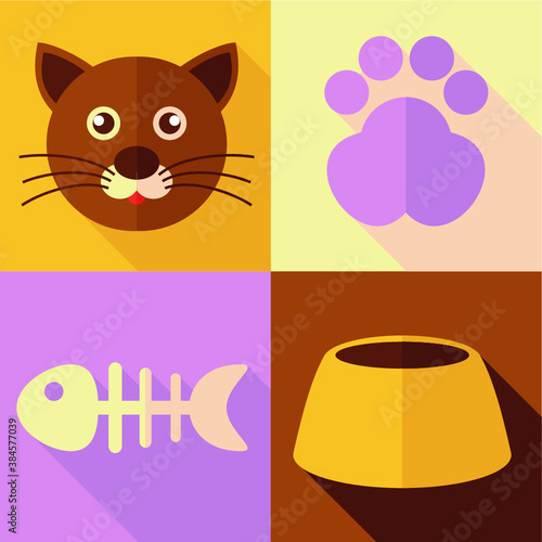 cat symbols vector icons flat