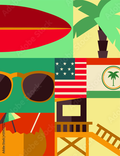 miami symbols vector icons flat